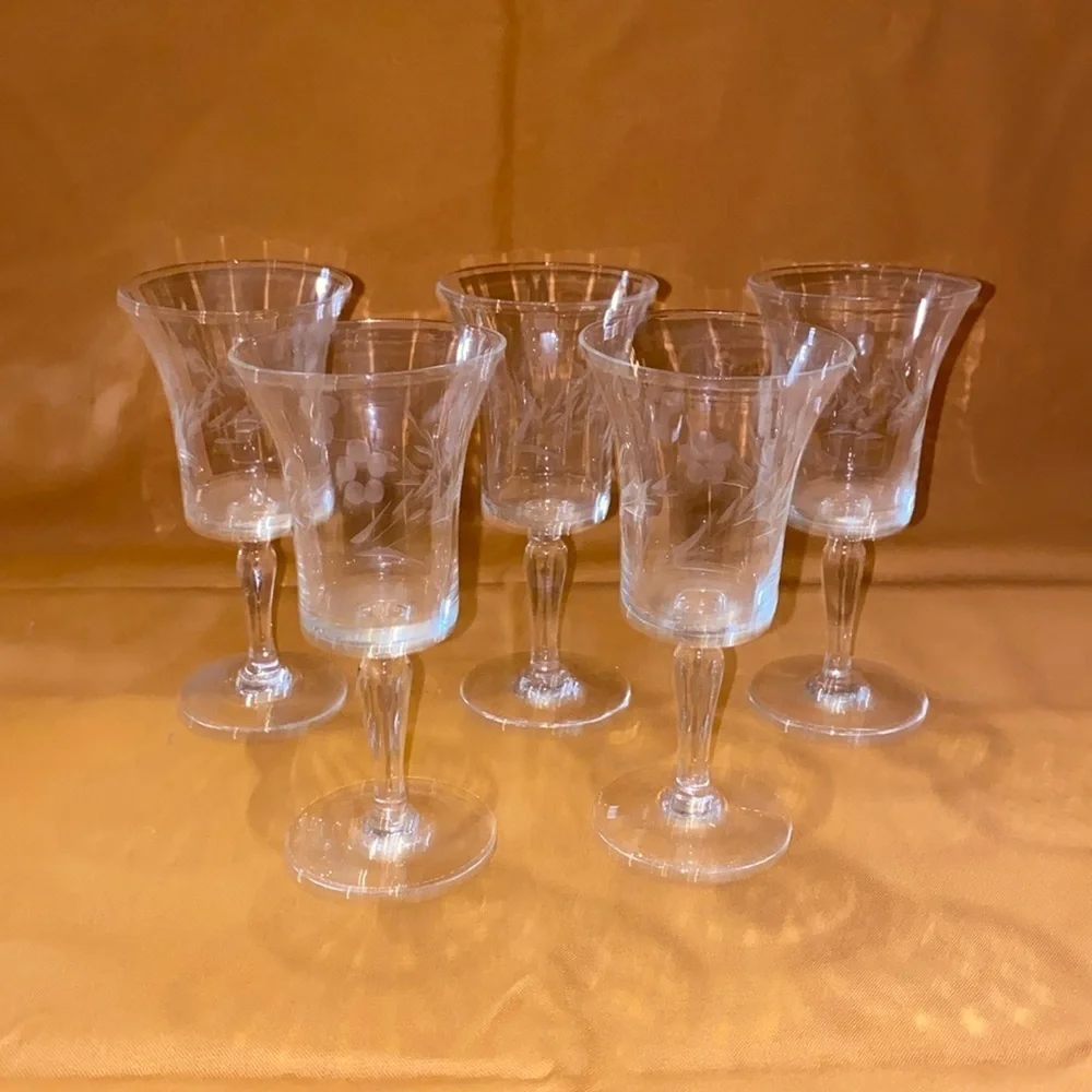 Vintage Set of 4 plus one crystal shot glasses 4 2/3” tall